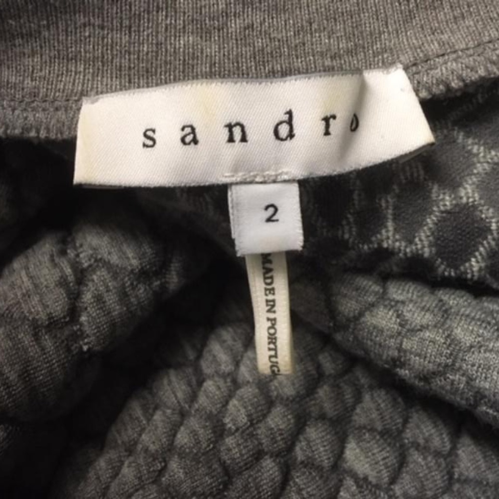 SANDRO Gray Tac Top Long Sleeve Textured Sz 2 Medium EUC - Picture 7 of 12